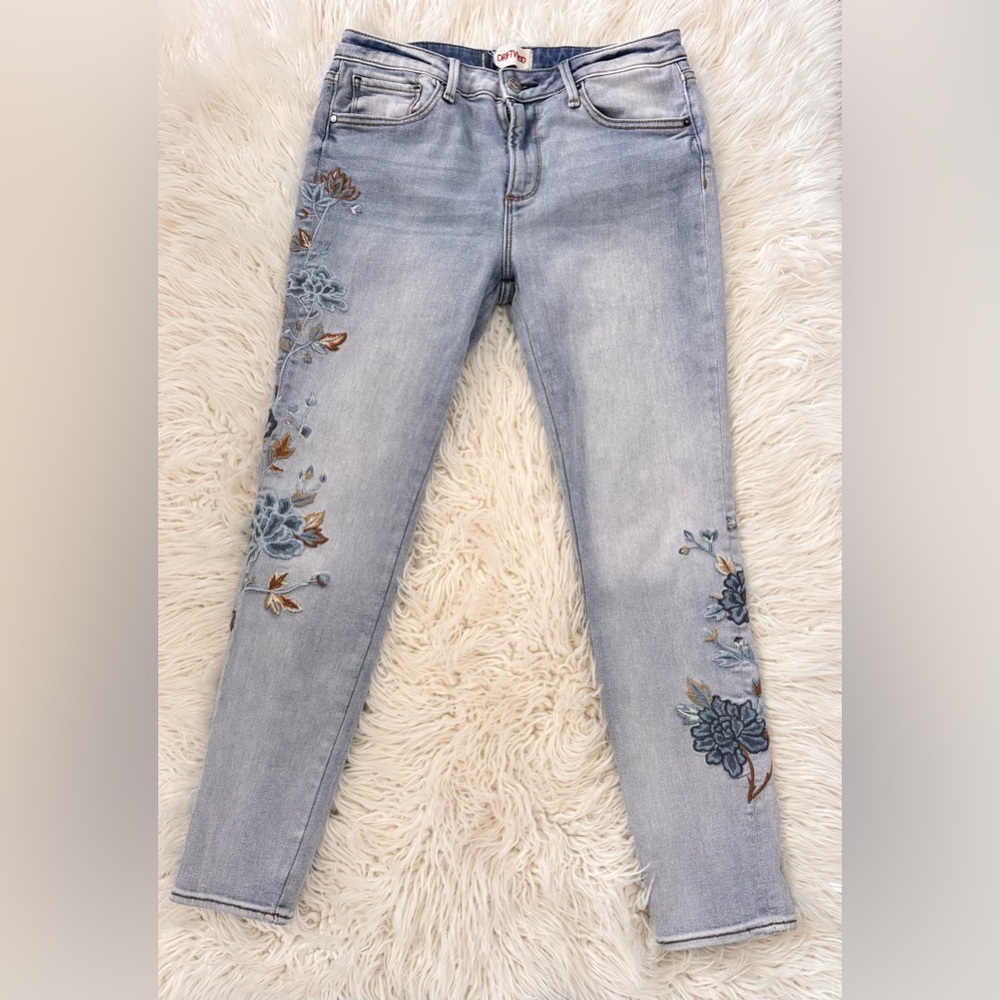 Driftwood👖Jackie Floral Embroidered Skinny high Rise Jeans Distressed W29L28